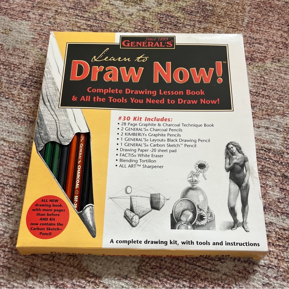 General's Learn to Draw Now Art Kit Complete Drawing Kit Tools & Instructions